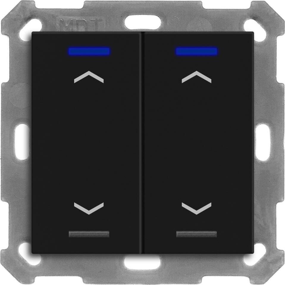 MDT Technologies KNX 4-tlačidlo 55 × 55 mm, RGBW LED, potlač žalúzie, matná čierna, meranie teploty