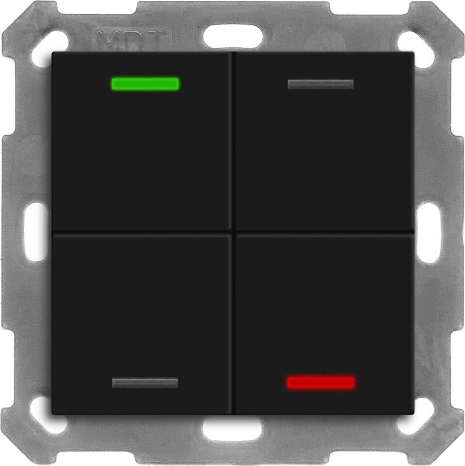 MDT Technologies KNX 4-tlačidlo 55 × 55 mm, RGBW LED, matná čierna, meranie teploty