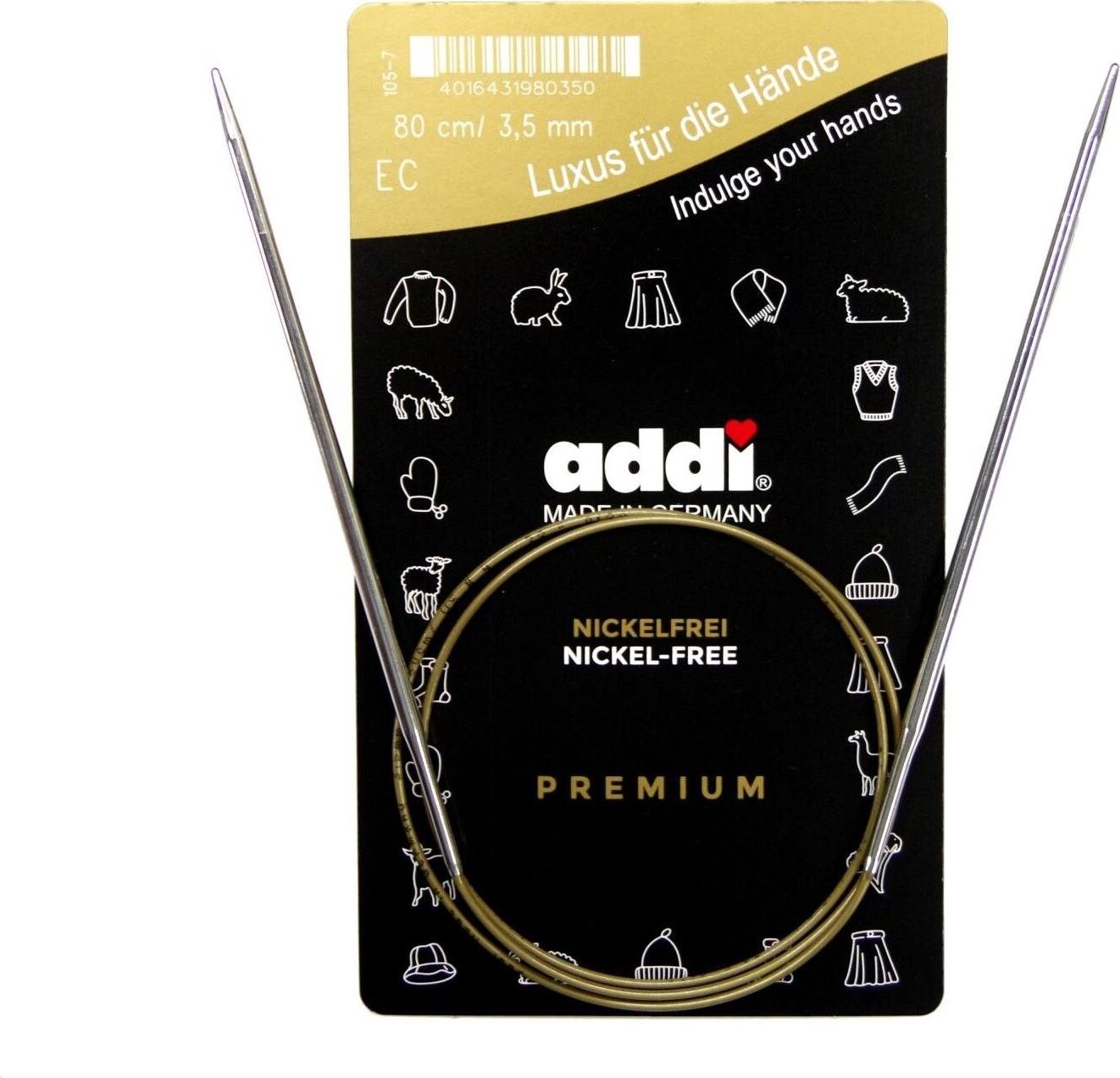 Kruhové jehlice Addi Premium 80 cm / 4,0 mm (oblé špičky)
