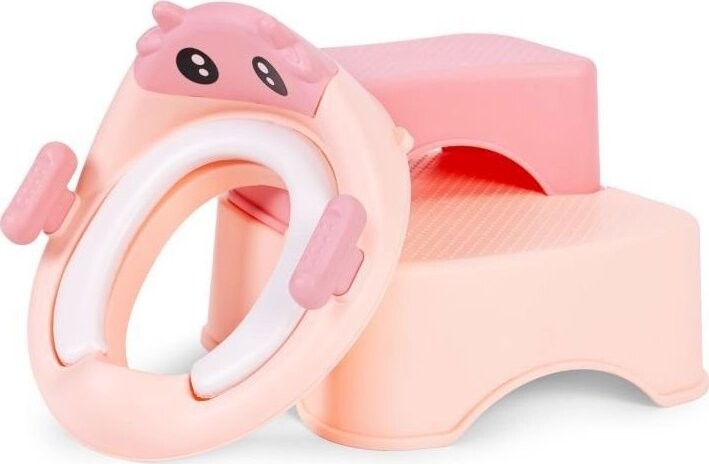 EcoToys HA-P17-18-PK Dětské WC sedátko se schůdky a podestou růžové