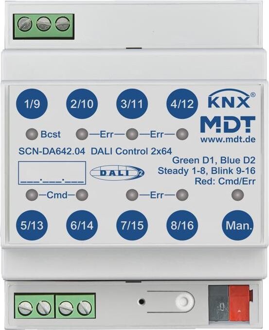 MDT Technologies KNX brána pre DALI-2, 4M, 2 DALI výstupy
