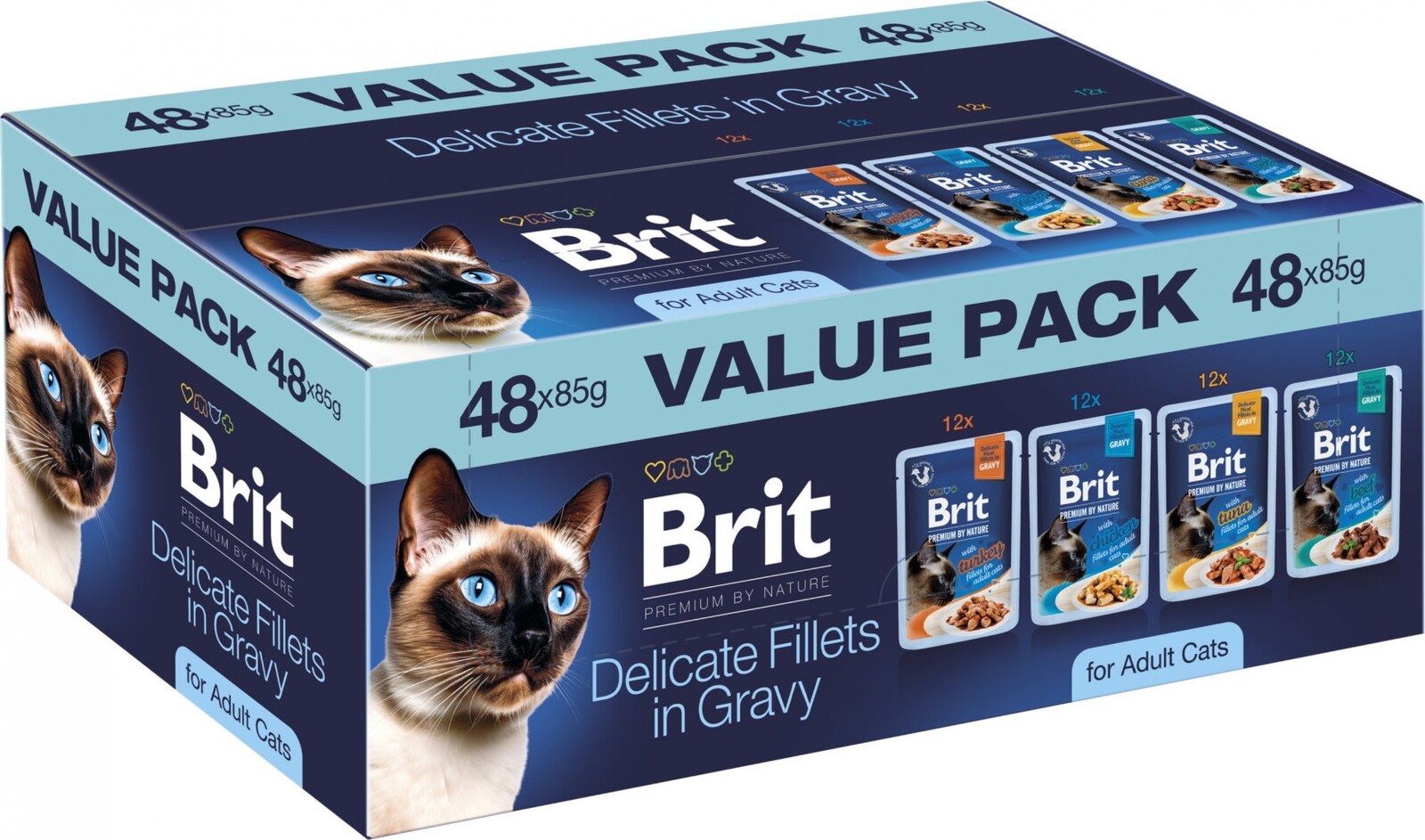 Brit Premium by Nature Cat Natural Fillets in Gravy 48 × 85 g