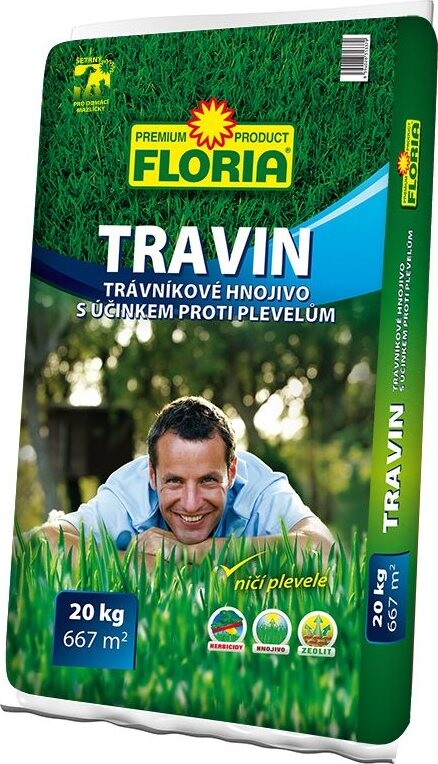 Roztržený obal - Trávníkové hnojivo AGRO - TRAVIN FLORIA (více než 50% bezvadného obsahu)