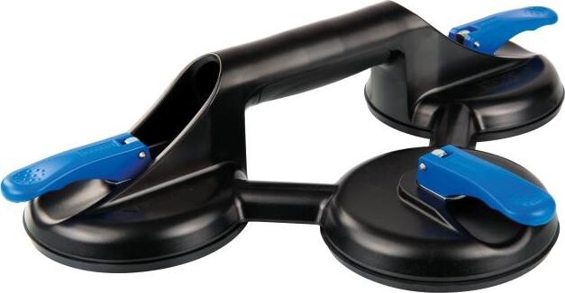 STROXX Trojbodová prísavka na sklo, nosnosť 90 kg, priemer príchytiek 120 mm