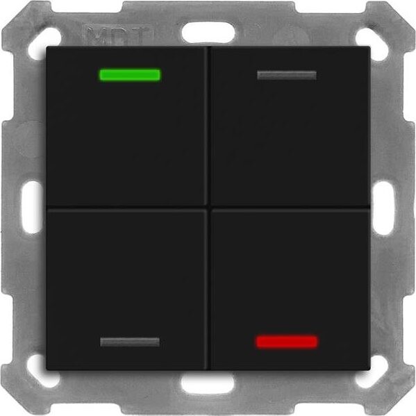 MDT Technologies KNX 4-tlačidlo 55 × 55 mm, RGBW LED, matné čierne