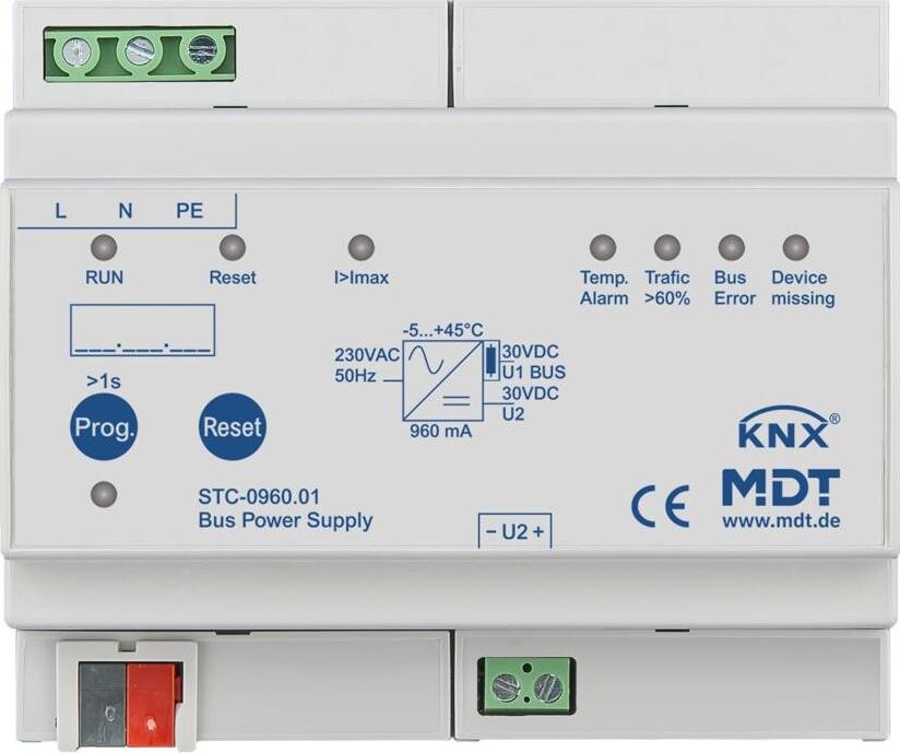 MDT Technologies Napájací zdroj KNX s diagnostickou funkciou, 6 M, 960 mA