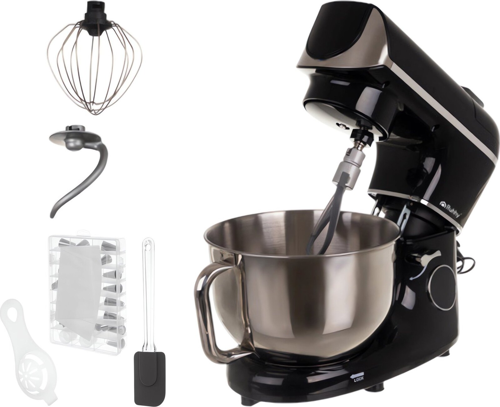 Ruhhy 25729 Kuchynský robot 5,5 L, 2000 W, s funkciou ohrevu a váhou, čierny