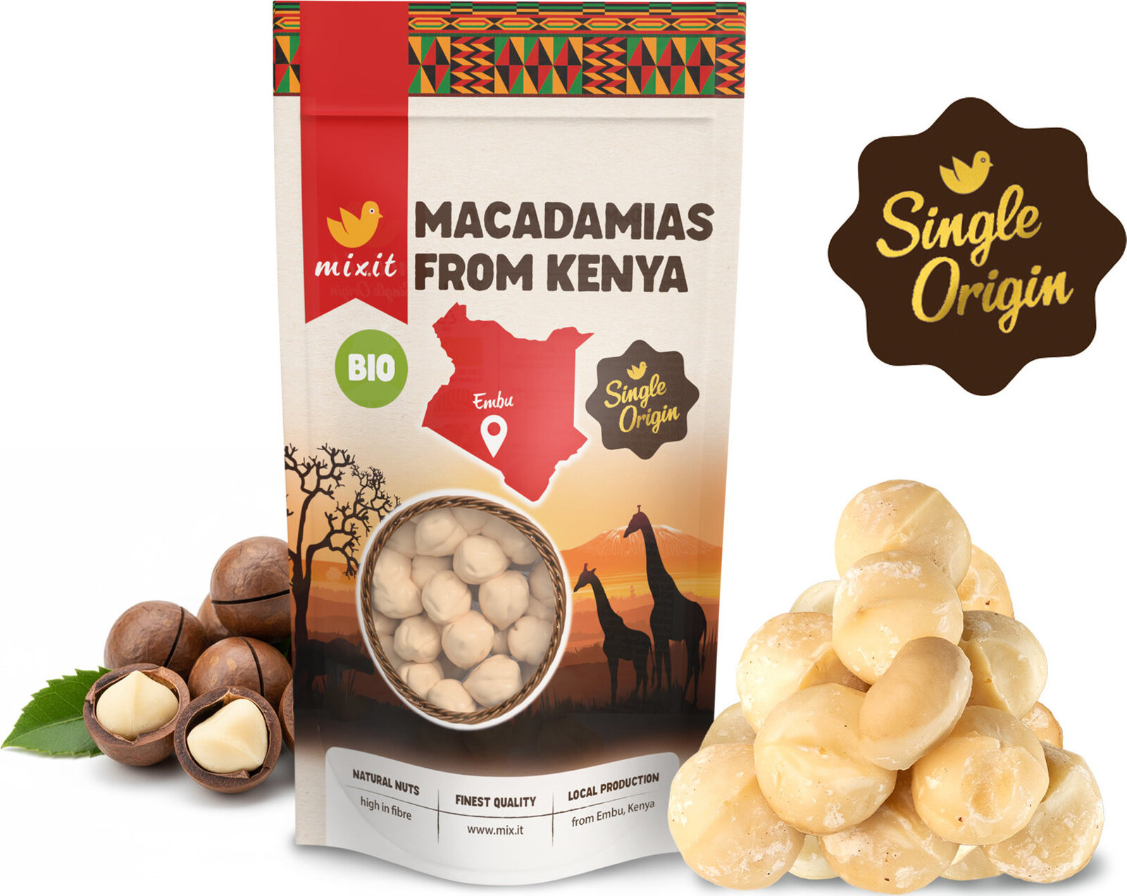 Mixit Single Origin BIO Makadámiové orechy z Kene