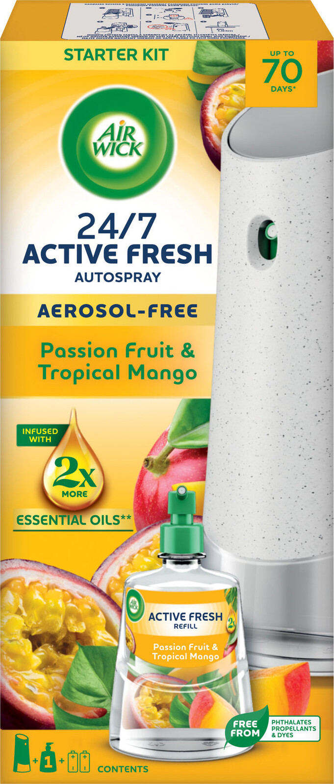 AIR WICK Active Fresh Automatic Maracuja a tropické mango 228 ml