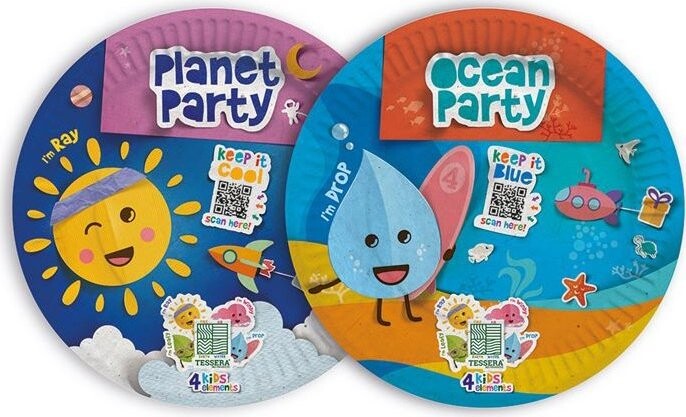 Intertan SA Tessera Talíř papírový pro děti 18 cm Drop & Ray, 2 × 8 ks