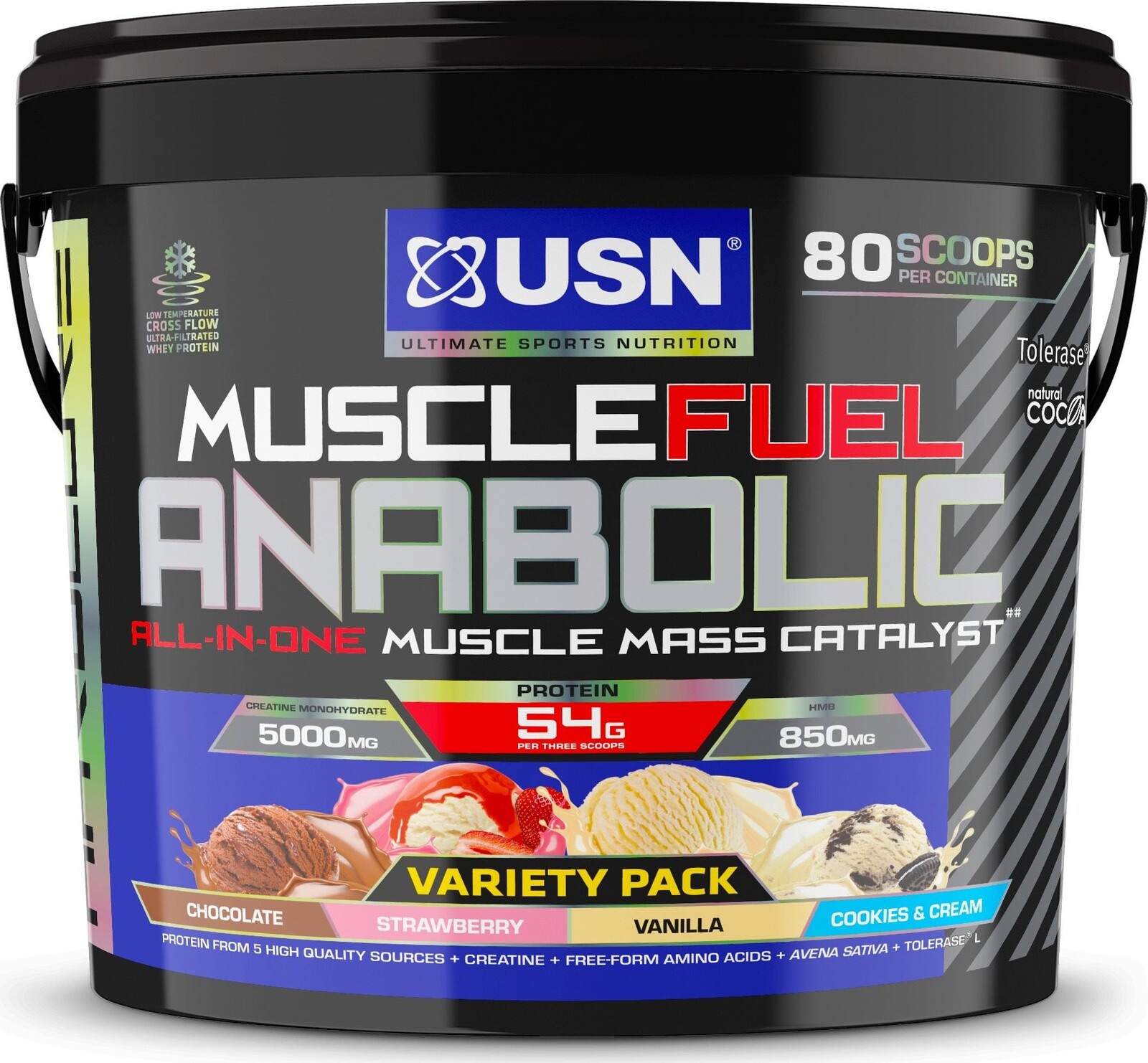 USN Muscle Fuel Anabolic Variety pack (Čokoláda, Jahoda, Vanilka a Cookies & Cream) 5,32 kg