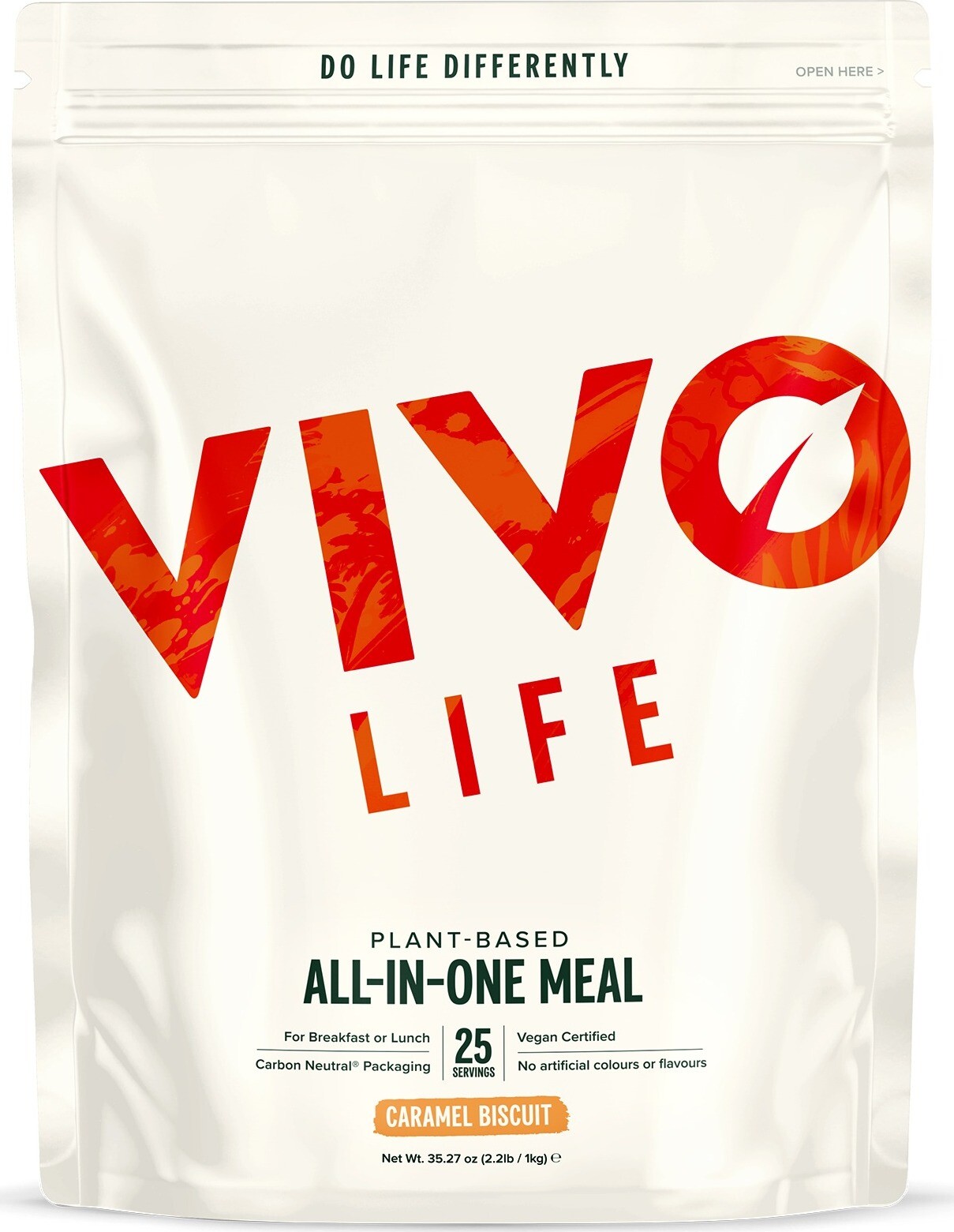 Vivo Life Whole Meal Karamel biscuit – Nutrične kompletný vegán proteín jedlo (1000 g)