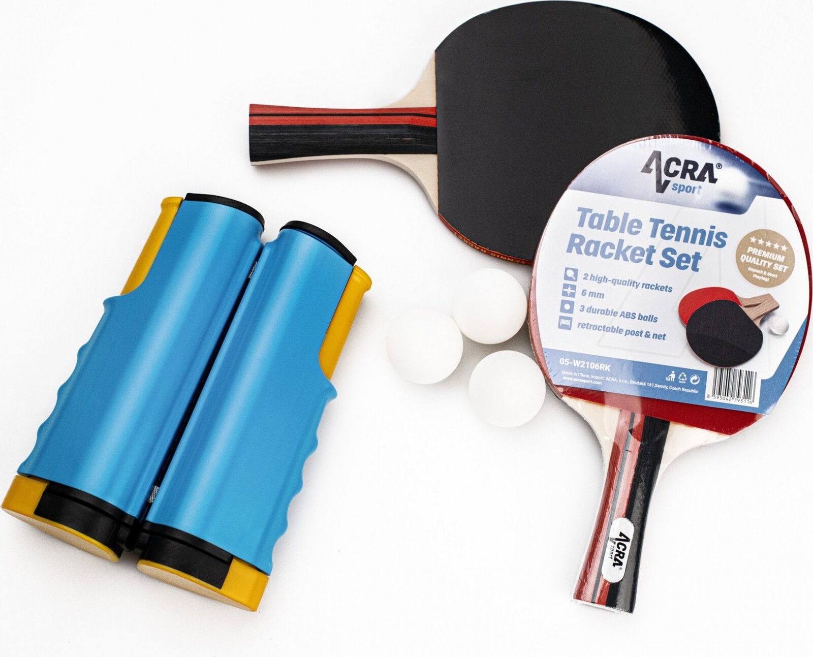 Acra Set na stolný tenis, 2 rakety, loptičky a sieť