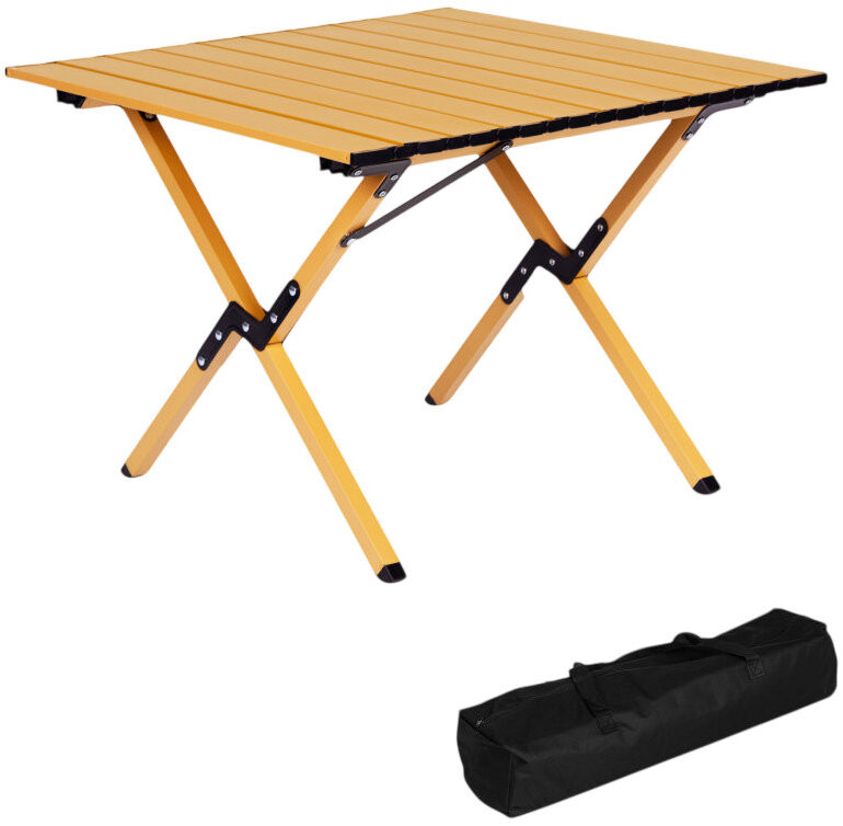 MultiGarden XLP130-12-2 Skládací kempingový stůl 60 × 60 cm s taškou, žlutý