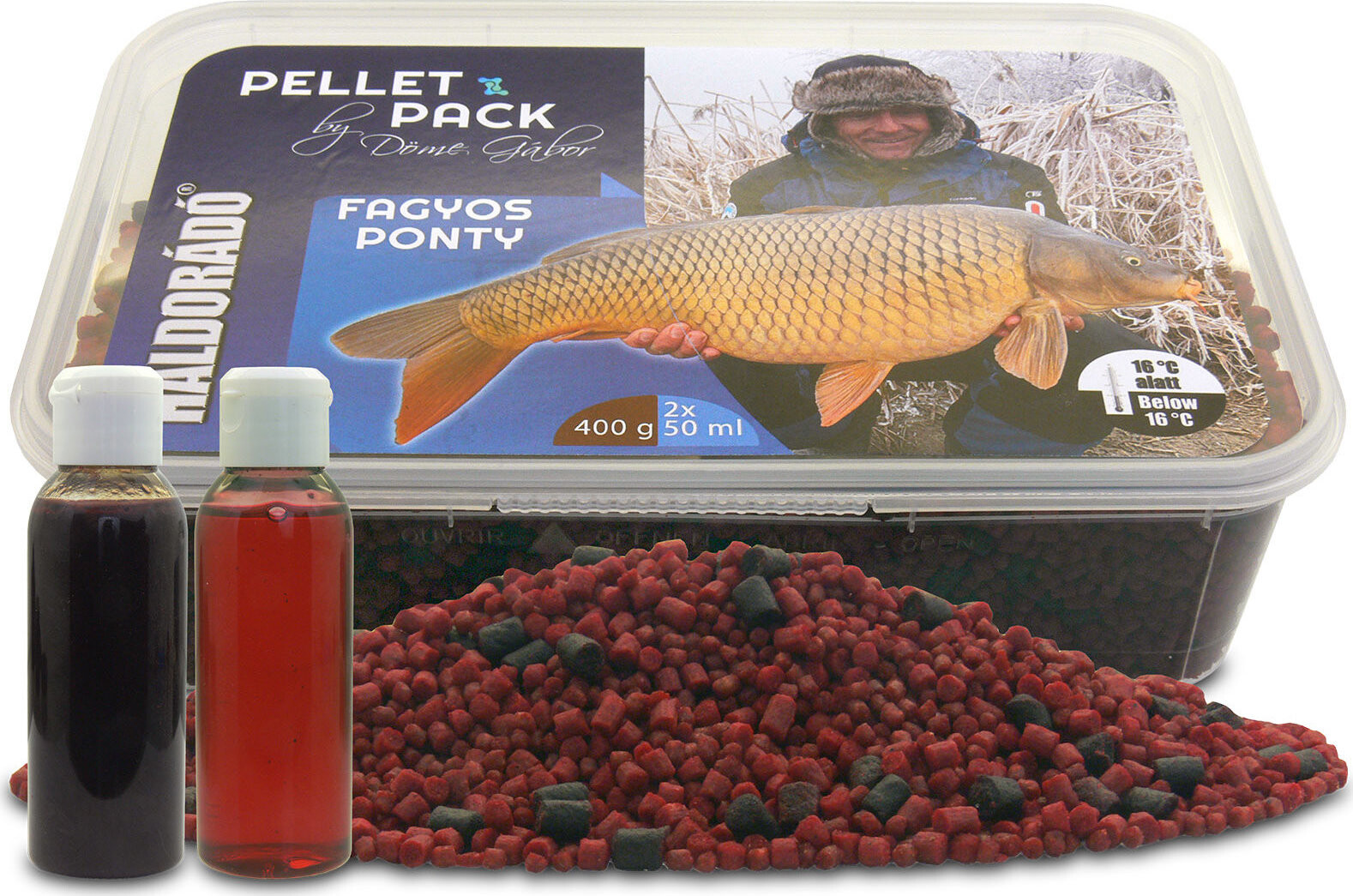 Haldorádó Pelety Pellet Pack By Döme Gábor 400 g Mrazivý kapor + 50 ml aróma