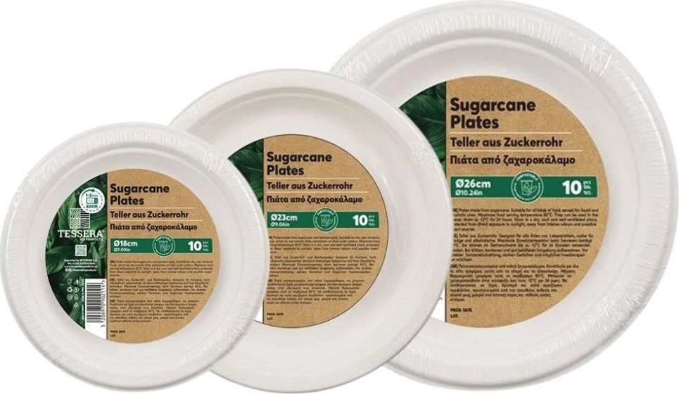 Intertan SA Sada talířů z cukrové třtiny (18 cm + 23 cm + 26 cm) 3 × 10 ks