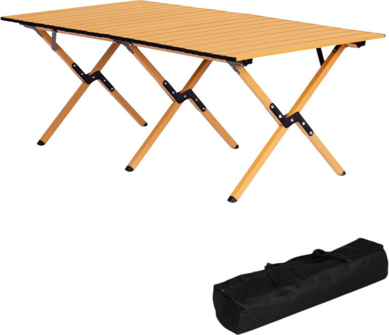 MultiGarden XLP130-14-2 Skládací kempingový stůl 120 × 60 cm s taškou, žlutý