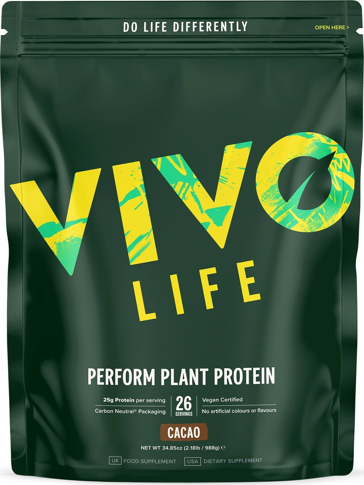 Vivo Life Perform RAW Kakao – RAW vegán proteín & BCAA (988 g)