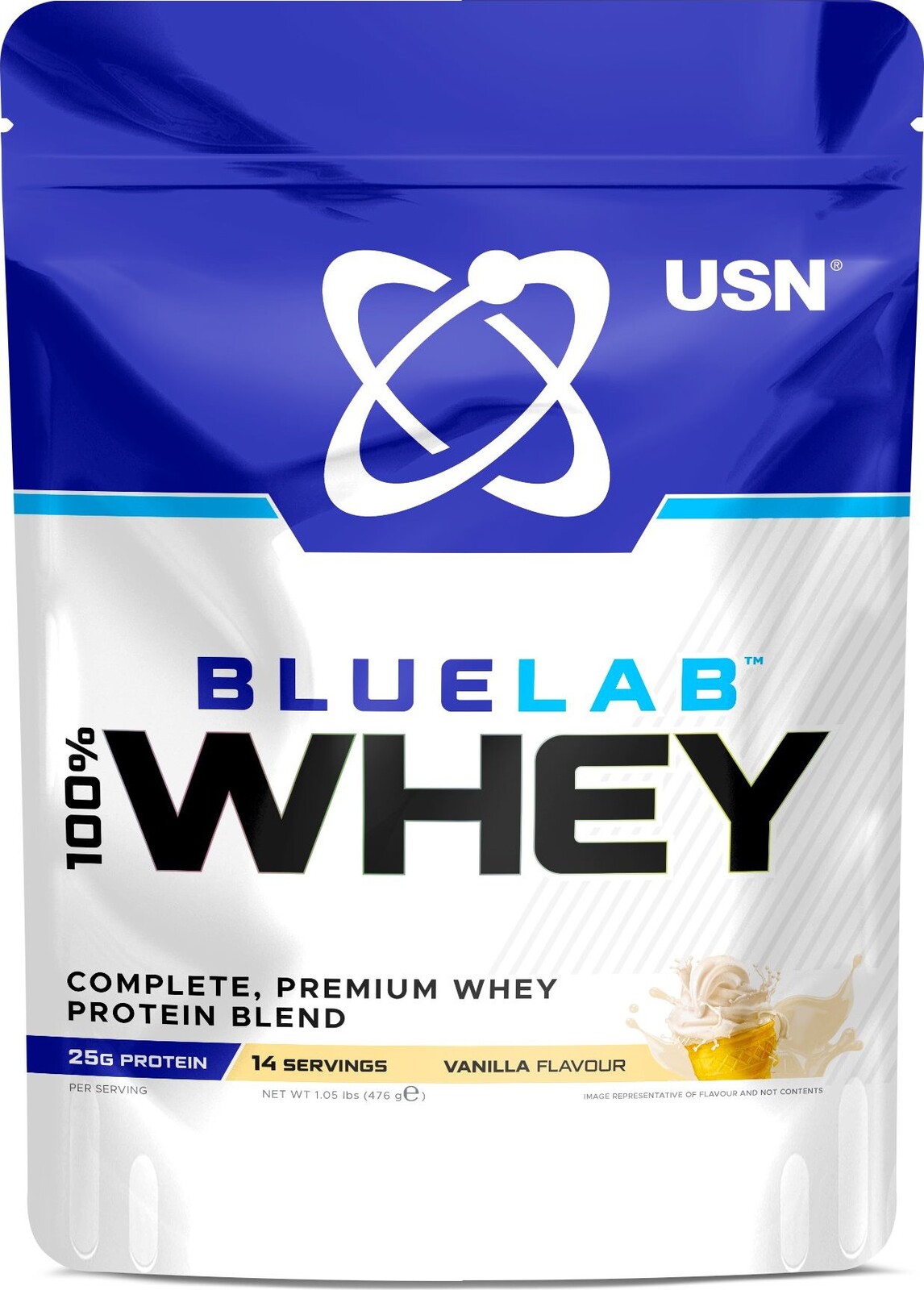 USN BlueLab 100 % Whey Premium Protein, 476 g, vanilka