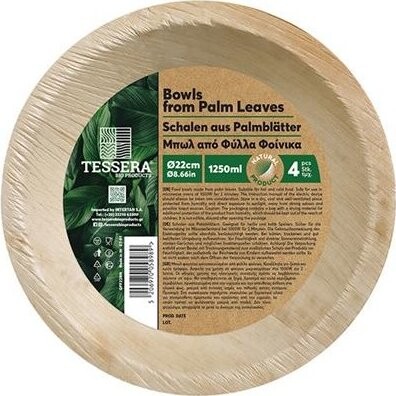 Intertan SA Tessera Kulaté talíře z palmového listu 22 cm, 4 ks