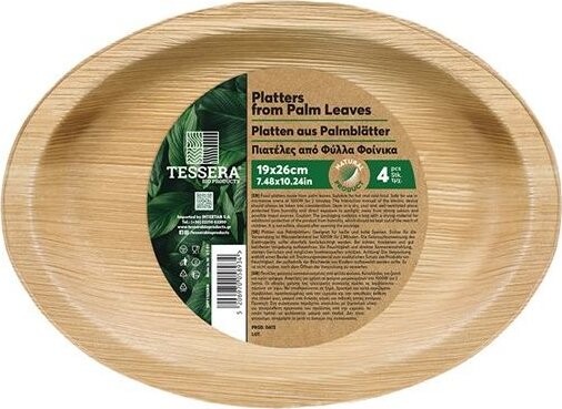 Intertan SA Tessera Oválné talíře z palmového listu 19 × 26 cm, 4 ks