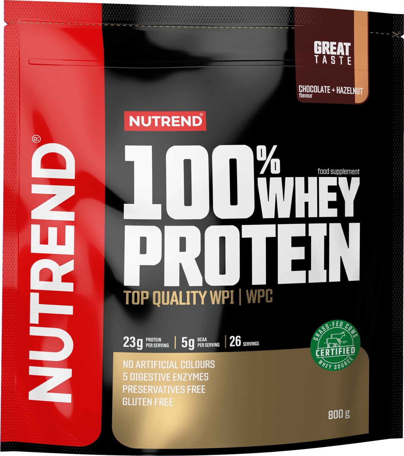 Nutrend 100 % Whey Protein 800 g, čokoláda + lieskový orech