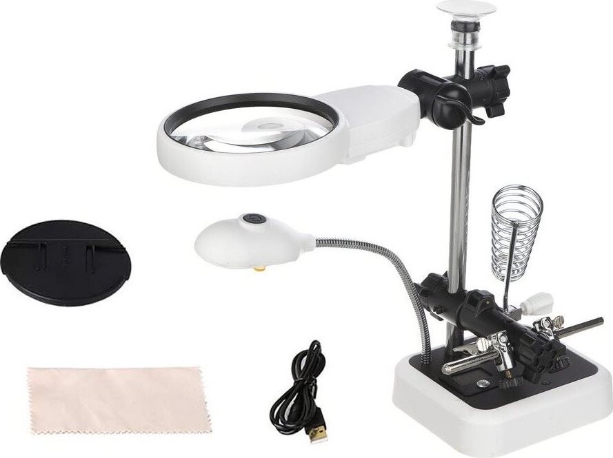 Verk 09161 držiačik s lupou – tretia ruka, 6× LED