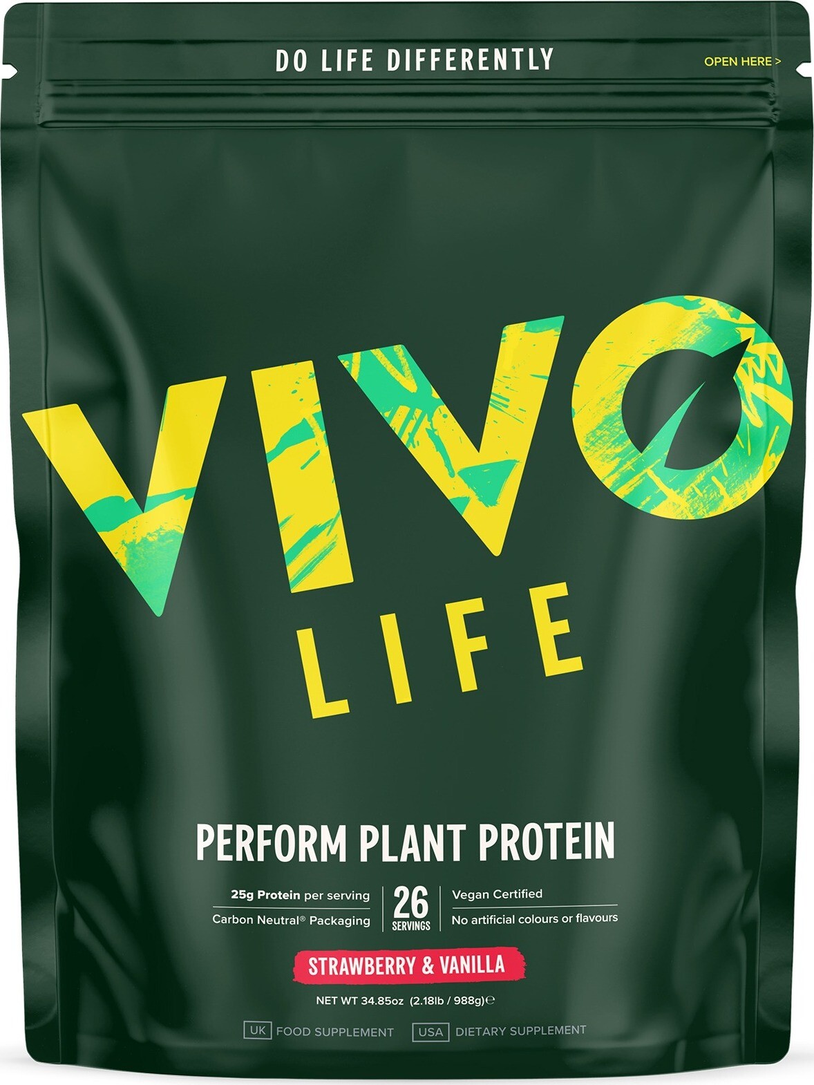 Vivo Life Perform Jahoda a vanilla – RAW vegán proteín & BCAA (988 g)