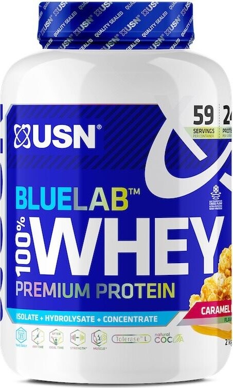 USN BlueLab 100 % Whey Premium Protein, 2000 g, karamelový popcorn