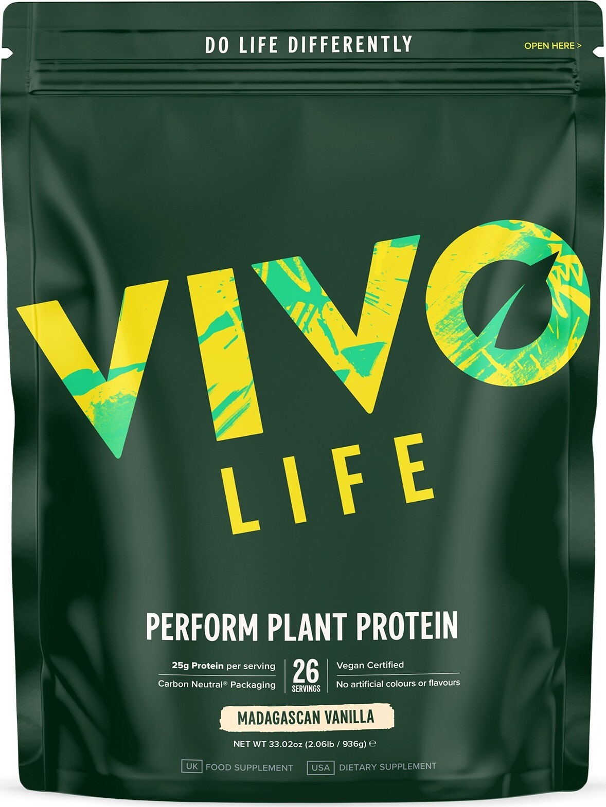 Vivo Life Perform Madagaskar vanilla – RAW vegán proteín & BCAA (936 g)