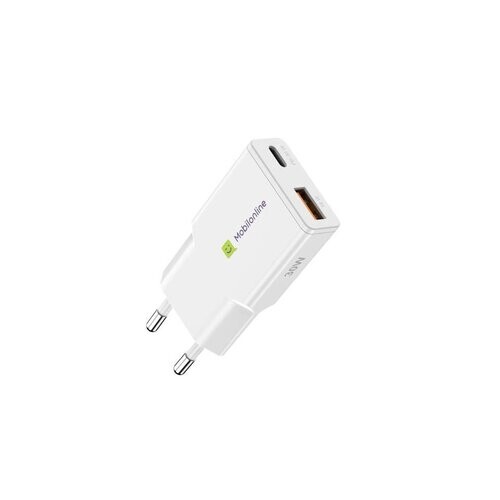 EKO NABÍJAČKA TENKÁ 30W 2-portová GaN (1x USB-C 30W PD + 1x USB-A 18W QC3.0) Biela