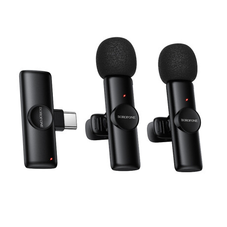 Borofone BFK16A bezdrôtový lavalier mikrofón USB-C 2ks, čierny