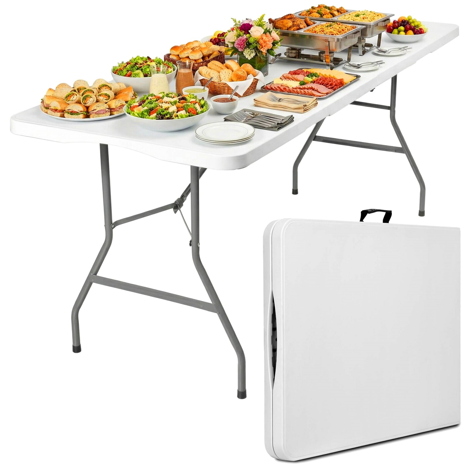 Cateringový skládací stůl BUFER 200 cm bílý
