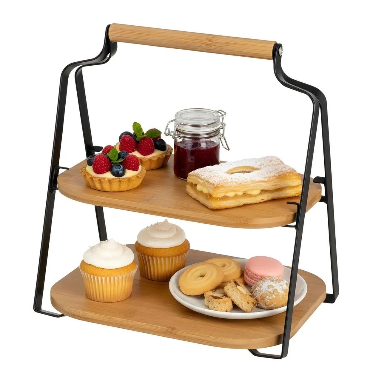 Dvoupatrový podnos KOLOS černý/hnědý