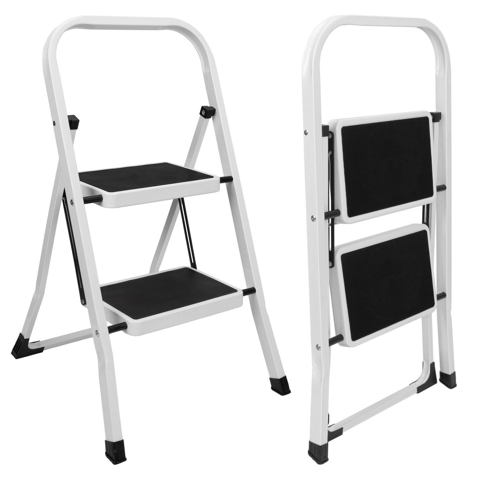 Dvoustupňové skládací schůdky STIGE bílé/černé
