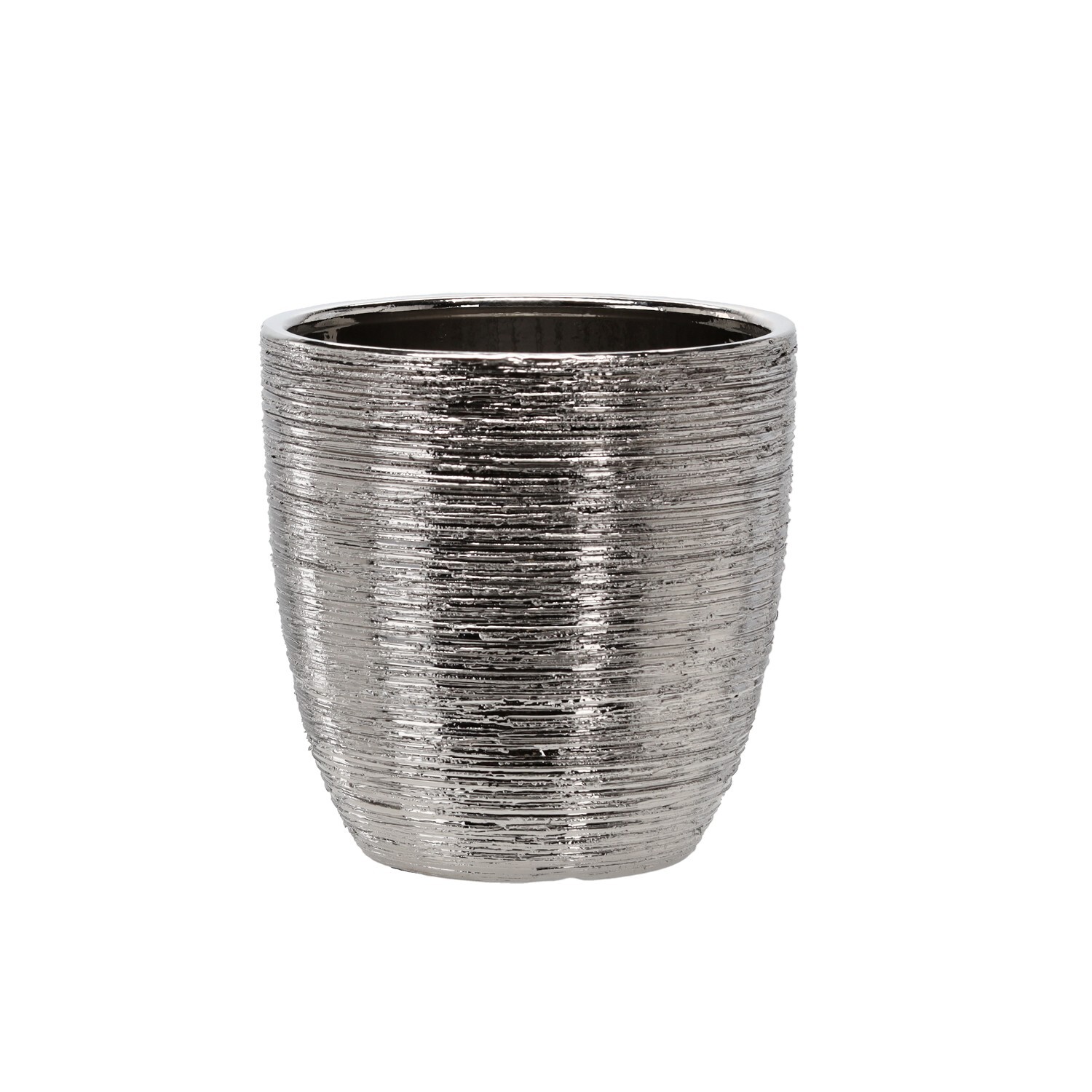 Keramický obal na květináč OLO 20x20x22 cm stříbrný