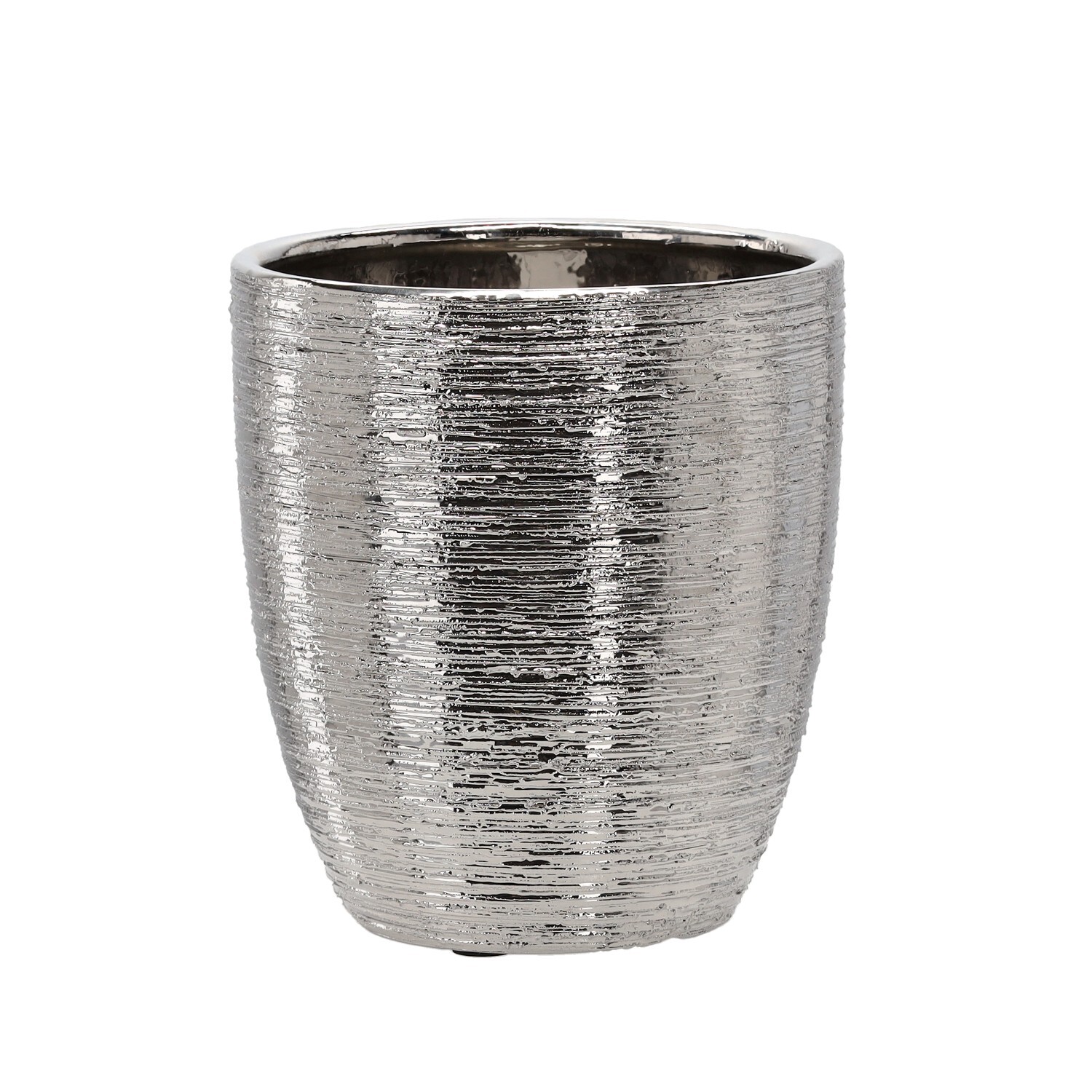 Keramický obal na květináč OLO 25x25x25 cm stříbrný