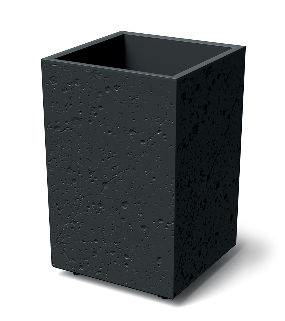 Plastový květináč SIERRAS SQUARE HIGH BETON EFFECT 38,5 cm černý beton