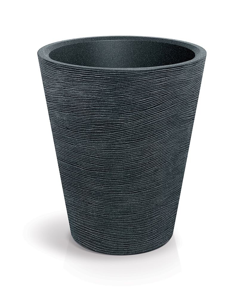 Plastový květináč TUBRAN ROUND černý granit