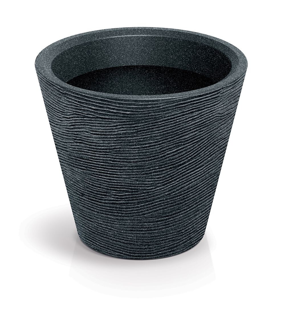 Plastový květináč TUBRAN ROUND I černý granit