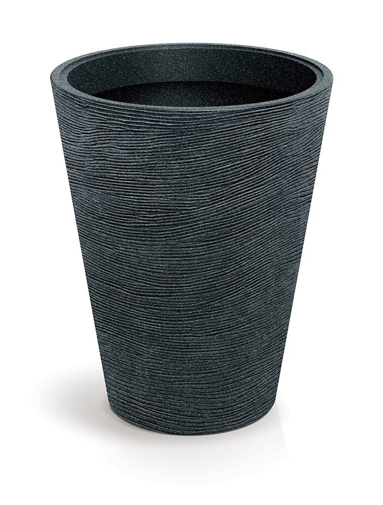 Plastový květináč TUBRAN ROUND MIDL 48 cm černý granit