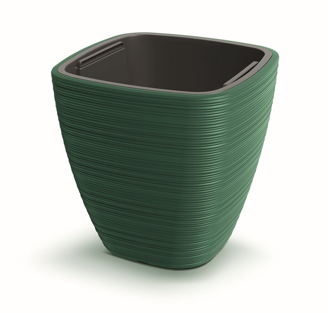 Plastový květináč VENAS SQUARE 38,8 cm tmavě zelený