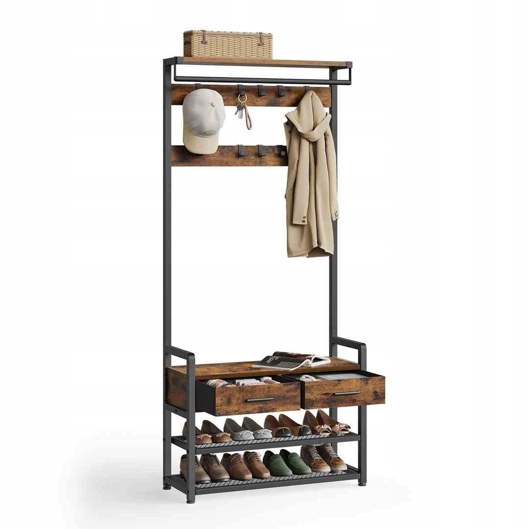 Předsíňový věšák s botníkem Vasagle Dero hnědo-černý