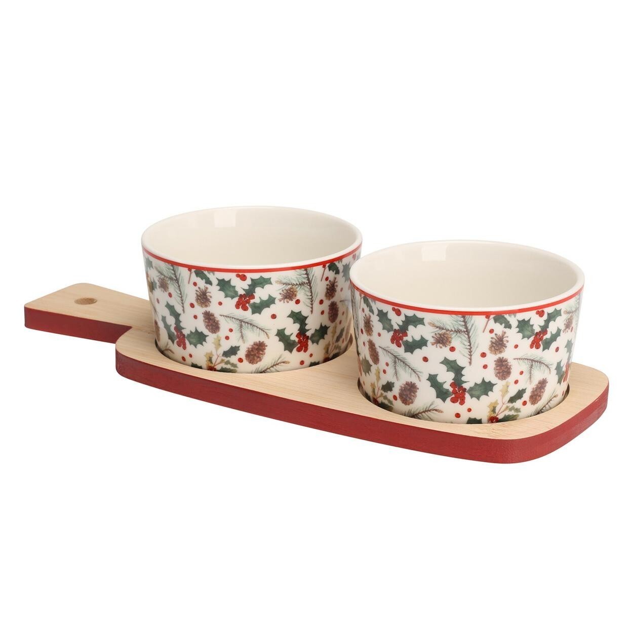 Sada 2 ks porcelánových misek s podnosem PORCELO vícebarevná