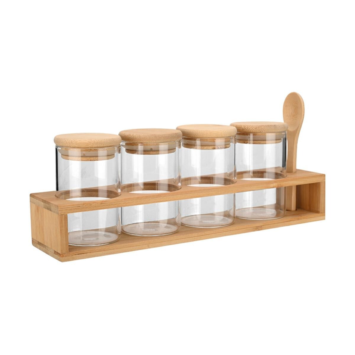 Sada 4 ks skleněných kořenek Bamboo Essentials hnědá/čirá