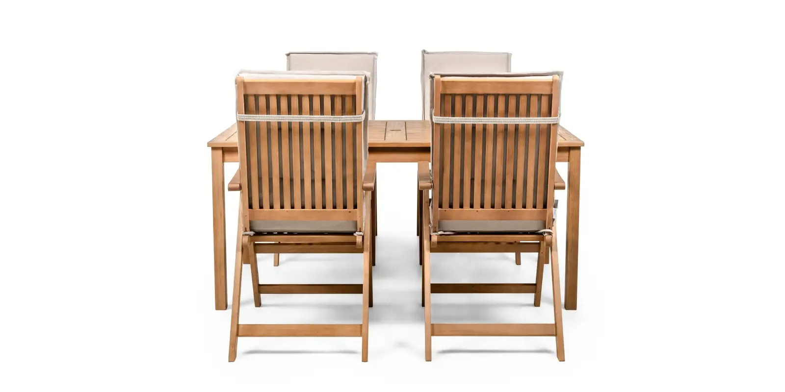 Sada zahradního nábytku Familis 160 cm pro 4 osoby z masivu eukalyptové dřevo teak/šedá