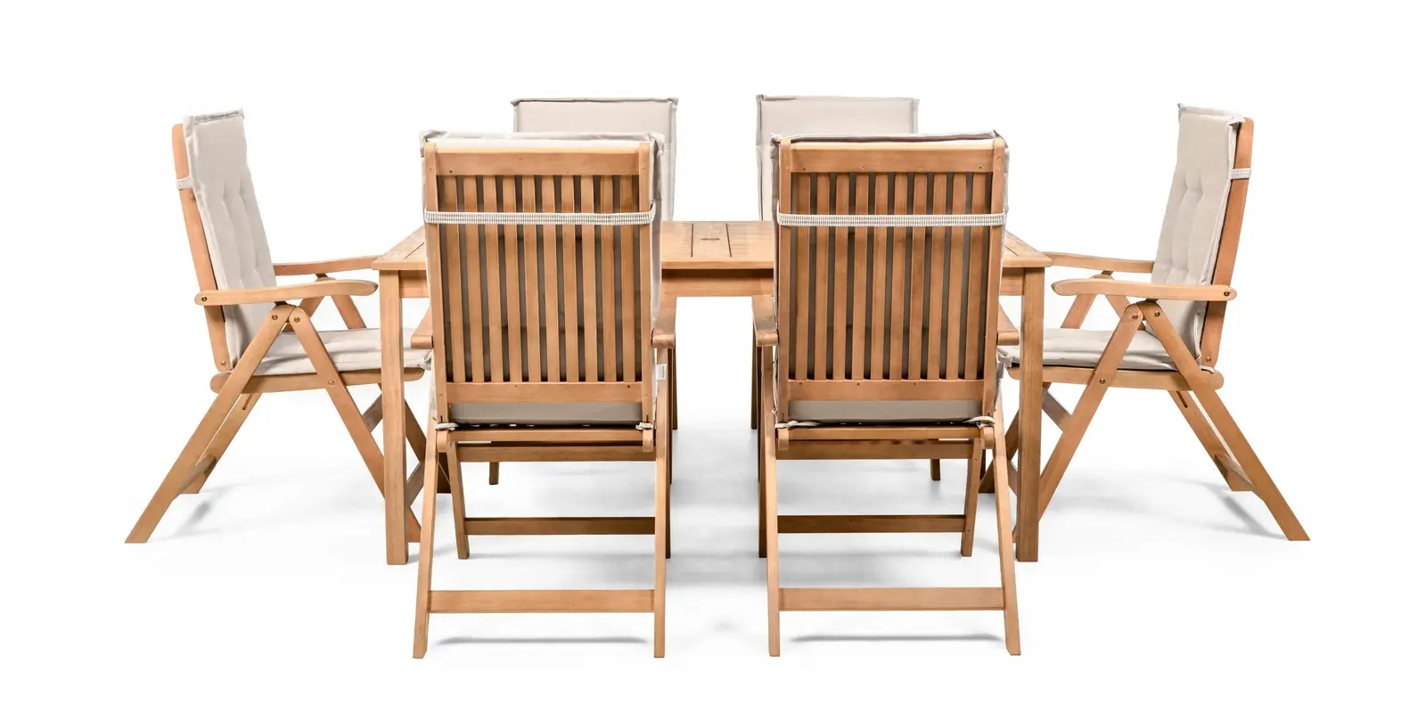 Sada zahradního nábytku Familis 160 cm pro 6 osob z masivu eukalyptové dřevo teak/šedá