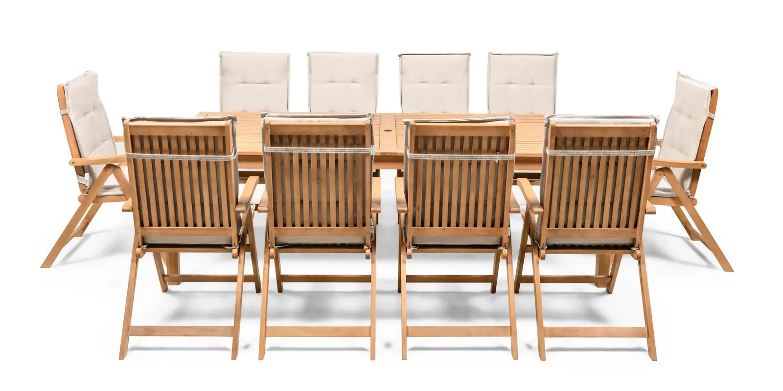 Sada zahradního nábytku Familis 240 cm pro 10 osob z masivu eukalyptové dřevo teak/šedá