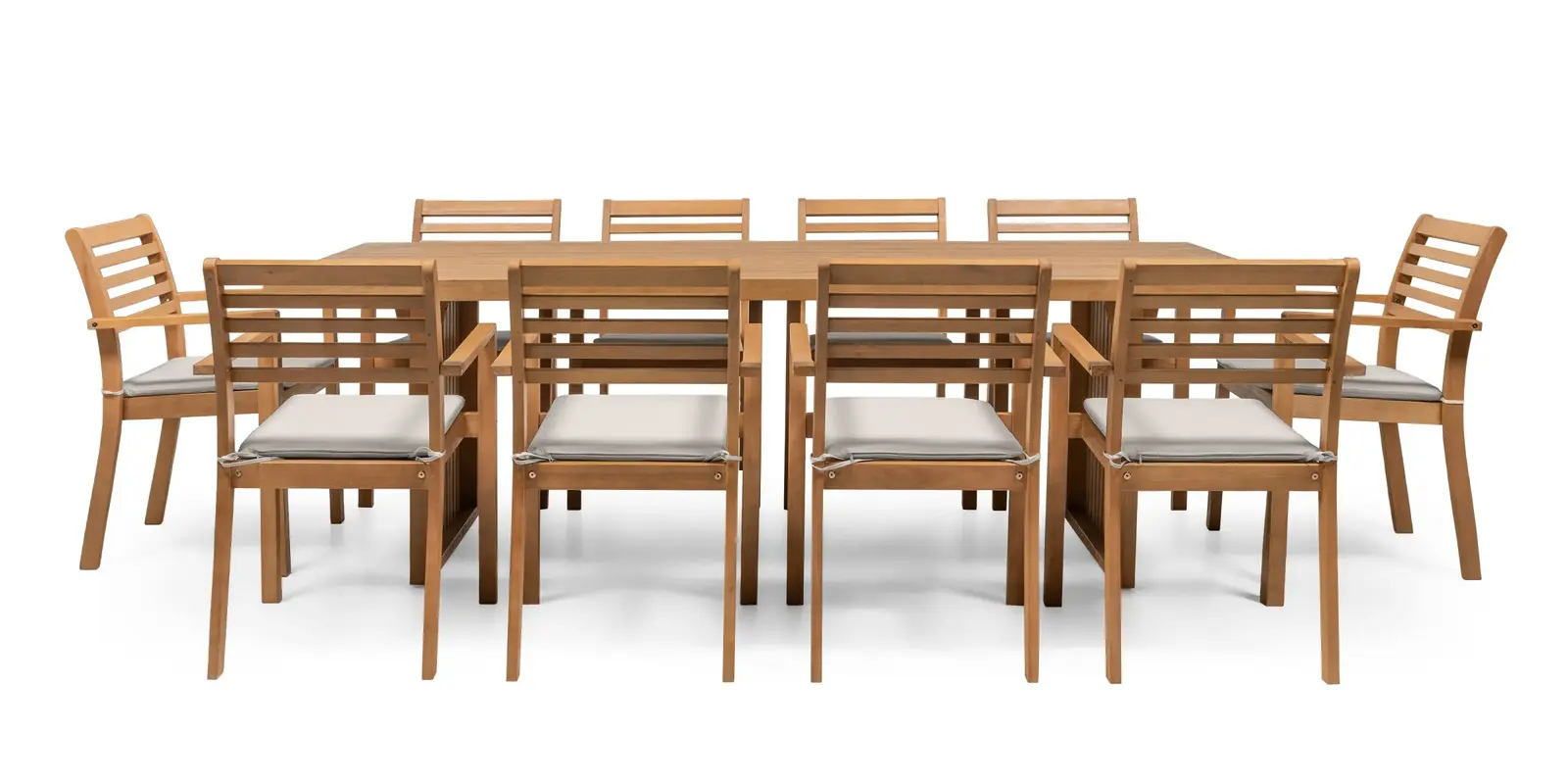 Sada zahradního nábytku Familis II 240 cm pro 10 osob z masivu eukalyptové dřevo teak/šedá