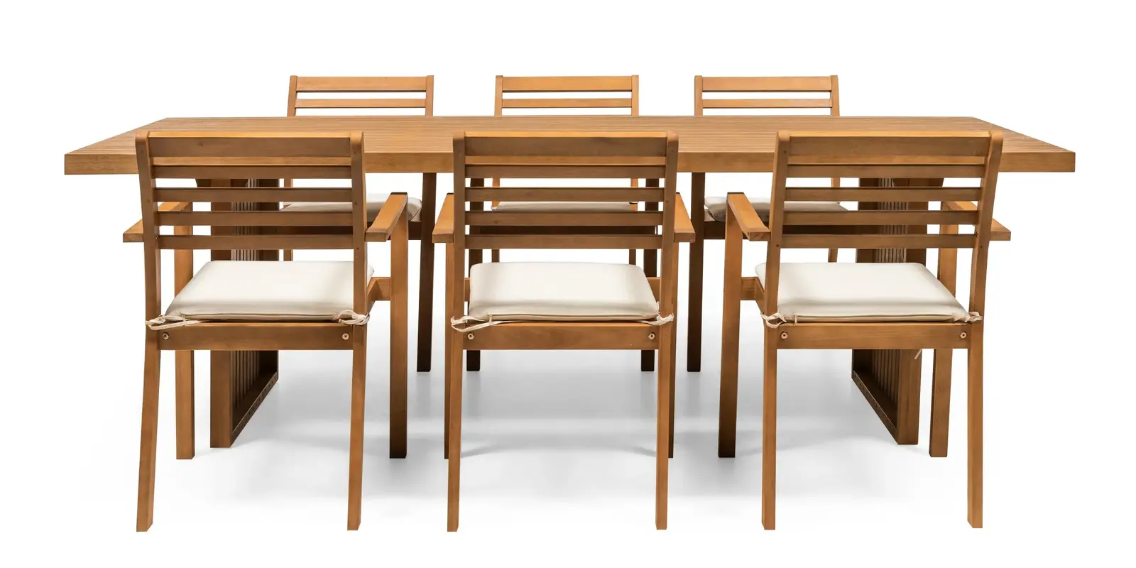 Sada zahradního nábytku Familis II 240 cm pro 6 osob z masivu eukalyptové dřevo teak/béžová